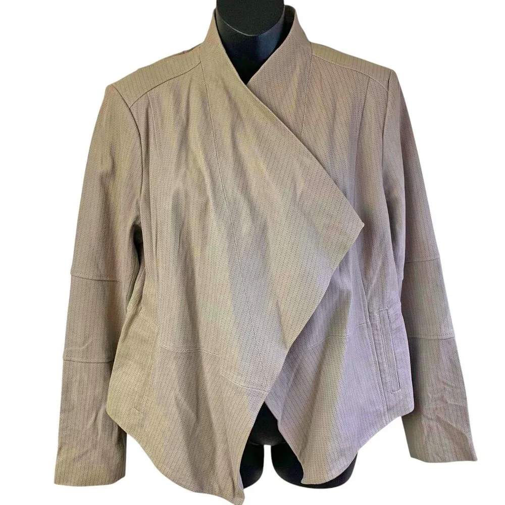 G.I.LI. Cloud Taupe Leather‎ Cascade Tonal Print Leather Jacket